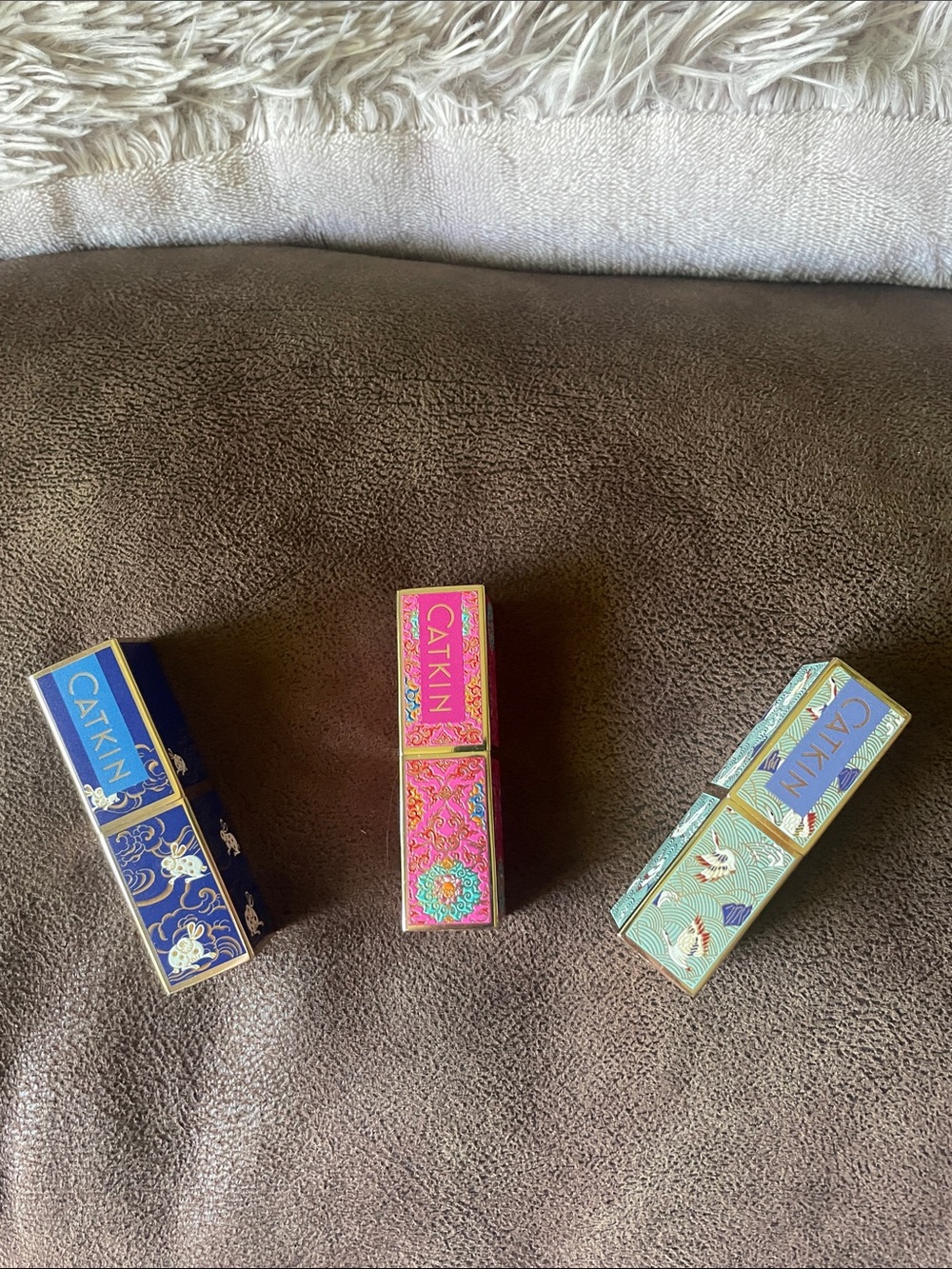 Catkin Decorative Lipstick Trio - Blue, Pink, Green